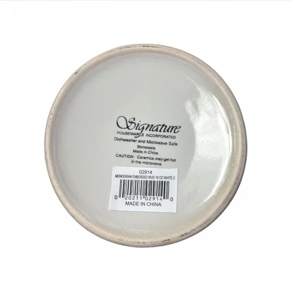 NWT Signature Monogram Embossed White Ceramic Mug - Picture 3 of 8